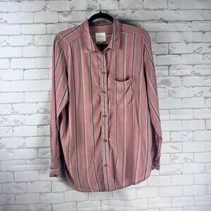 American Eagle Outfitters Pink Striped Button-Down Shirt